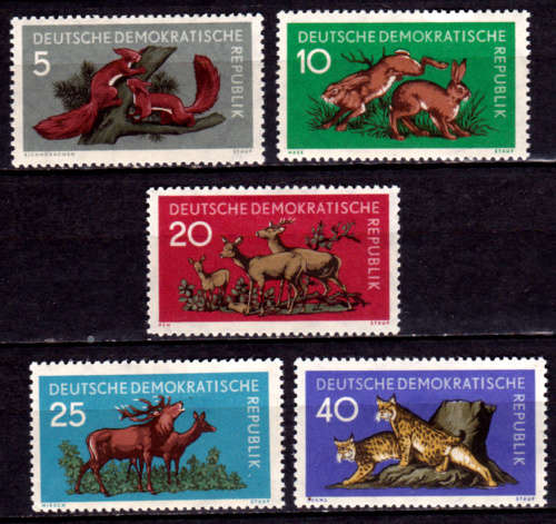 GERMANY DDR 1959, 27 Nov. FORREST ANIMALS, set, MH, CV+/- R 245.00 view scans