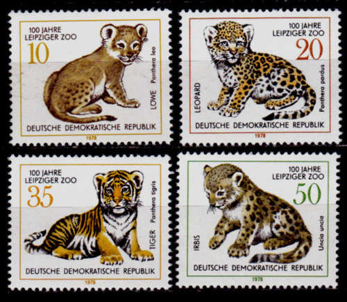 GERMANY DDR 1978, 23 May. 100th ANNIV LEIPZIG ZOO, set, MNH, CV+/- R 45.00 view scans