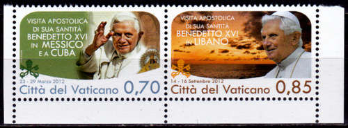 VATICAN CITY 2013, 7 Nov. POPE BENEDICTS  2012 TRAVELS, set, MNH, CV +/-R 45.00, view scans