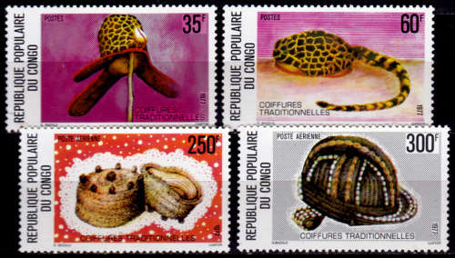 CONGO REP 1977, 30 June. TRADITIONAL HEADDRESSES, set, MH, CV +/-R 55.00 view scans