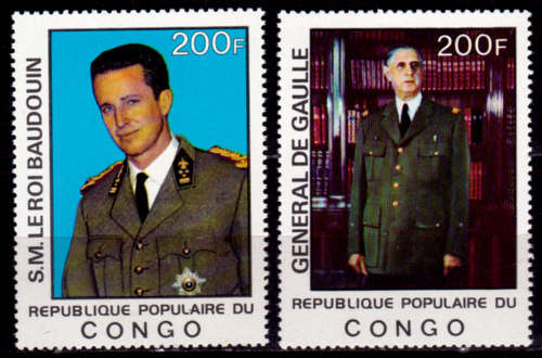 CONGO REP 1977, 3 Dec. HISTORIC PERSONALITIES, set, MNH, CV +/-R 75.00 view scans