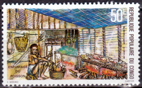 CONGO REP 1978, 10 Oct. FISH SMOKING, single, MH, CV +/-R 15.00 view scans