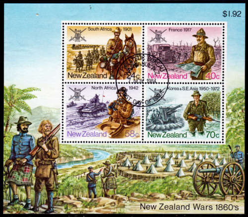 NEW ZEALAND 1984, 7 Nov. NEW ZEALAND MILITARY HISTORY, m/sheet, CTO, CV +/-R ?? view scans