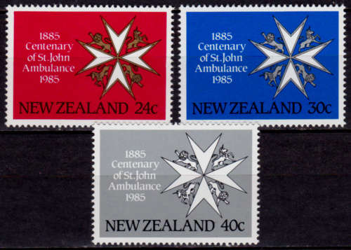 NEW ZEALAND 1985, 16 Jan. 100th ANNIV ST JOHN AMBULANCE, set, MNH, CV +/-R 25.00 view scans