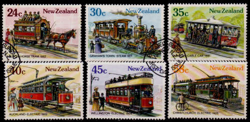 NEW ZEALAND 1985, 6 March. VINTAGE TRAMS, set, CTO, CV +/-R ?? view scans