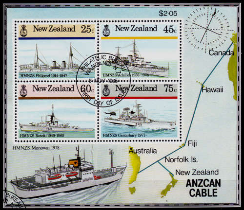 NEW ZEALAND 1985, 6 Nov. NEW ZEALAND NAVAL HISTORY, m/s, CTO, CV +/-R ?? view scans