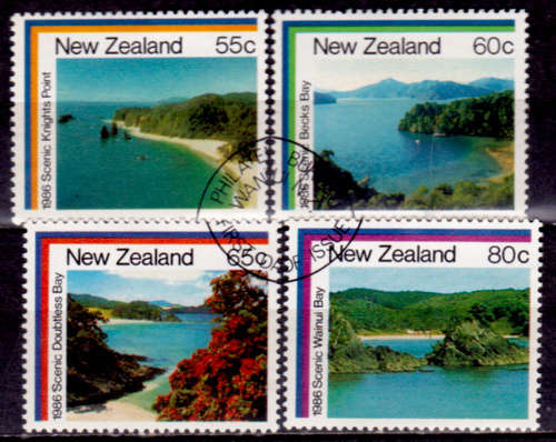 NEW ZEALAND 1986, 11 June. COASTAL SCENERY, set, CTO, CV +/-R ?? view scans