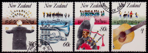 NEW ZEALAND 1986, 5 Nov. MUSIC IN NEW ZEALAND, set, CTO, CV +/-R ?? view scans
