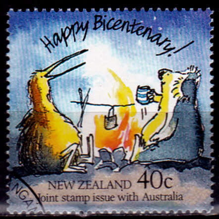 NEW ZEALAND 1988, 21 June. 200th ANNIV AUS SETTLEMENT, single, CTO, CV +/-R ?? view scans
