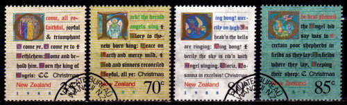 NEW ZEALAND 1988, 14 Sept. CHRISTMAS CAROLS, set, CTO, CV +/-R ?? view scans