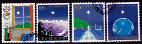 NEW ZEALAND 1989, 13 Sept. CHRISTMAS, set, CTO, CV +/-R ?? view scans