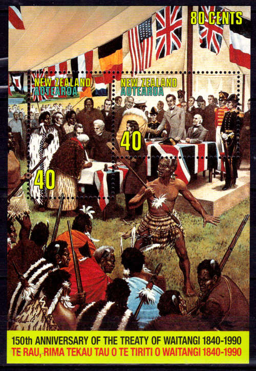 NEW ZEALAND 1990, 17 Jan. 150th ANNIV TREATY WAITANGI, m/sheet, MNH, CV +/-R 50.00 view scans