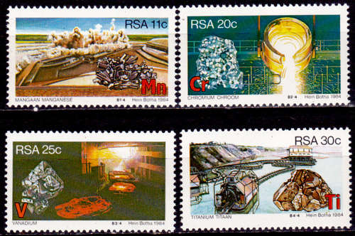 RSA 1984, 8 June. STRATEGIC MINERALS, set, MNH, CV R 10.00 view scans