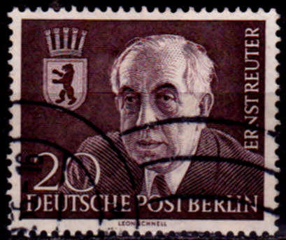 GERMANY BERLIN 1954, 18 Jan. MEMORIAL ERNST REUTER, single, UH, CV +/-R 40.00 view scans