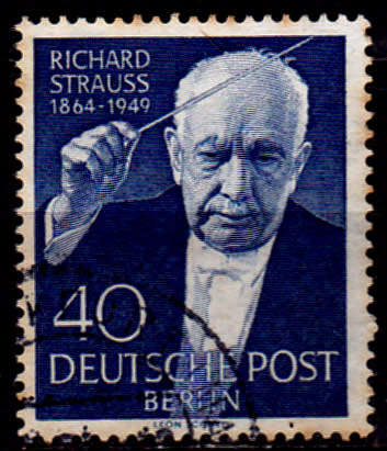 GERMANY BERLIN 1954, 18 Sept. 5th ANNIV R STRAUSS` DEATH, single, UNH, CV +/-R 80.00 view scans