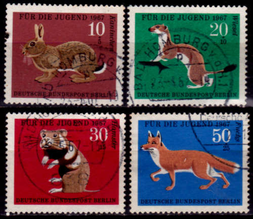 GERMANY BERLIN 1967, 4 April. YOUTH WELFARE - FUR ANIMALS, set, UNH, CV +/-R 55.00 view scans