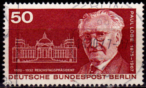 GERMANY BERLIN 1975, 14 Nov. 100th ANNIV BIRTH PAUL LOBE, single, UNH, CV +/-R 15.00 view scans