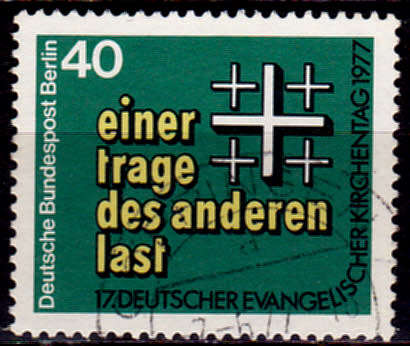 GERMANY BERLIN 1977, 17 May. EVANGELICAL CHURCH DAY, single, UNH, CV +/-R 10.00 view scans