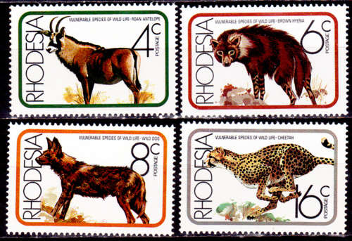 RHODESIA 1976, 21 July. VULNERABLE SPECIES OF WILDLIFE, set, MNH, CV R 10.00, view scans