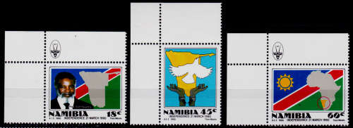 NAMIBIA 1990, 21 March. INDEPENDENCE ISSUE, set, MNH, CV  R 9.50, view scans