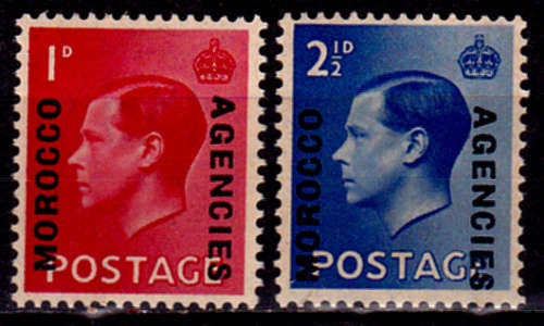 BRITISH POST MOROCCO 1936-37, 26 Oct. GB STAMPS O/PRINTED, set, MH CV +/- R 10.00 view scans