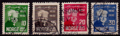 NORWAY 1932, 8 Dec. 100th ANNIV BIRTH BJ BJORNSON, set, UH, CV +/-R 70.00 view scans