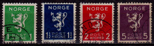 NORWAY 1940, 4 Oct. NEW NATIONAL ARMS, set, UH, CV +/-R 105.00 view scans