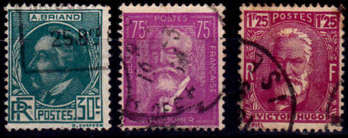 FRANCE 1933, 11 Dec, A BRIAND, P DOUMER + VICTOR HUGO, set, UH. CV+/- R 180.00 view scans