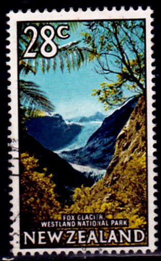 NEW ZEALAND 1968, 30 July. FOX GLACIER, WESTLAND NATIONAL PARK, single, UH, CV +/-R 5.00 view scans
