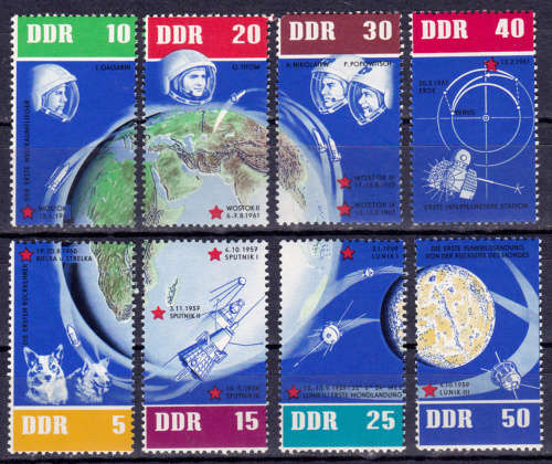GERMANY DDR 1962 28 Dec. 5th ANNIV RUSSIAN SPACE TRAVELLING, set, MNH, CV +/-R 500.00 view scans