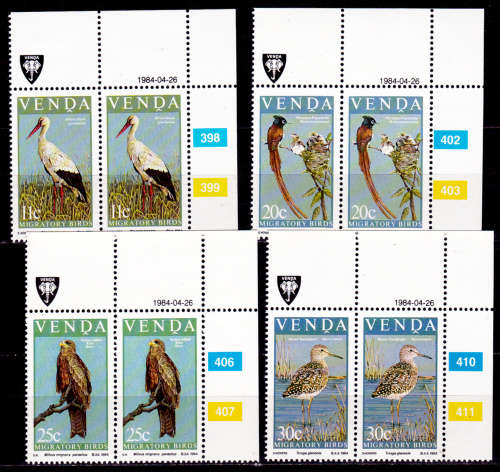 VENDA 1984, 26 April. MIGRATORY BIRDS(2nd issue), set pairs, MNH, CV R 40.00 view scans
