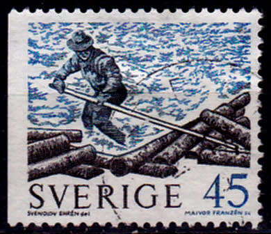 SWEDEN 1970, 9 Feb. FLOATING OF TIMBER, single, UH, CV +/- R 5.00, view scans