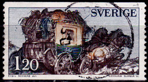 SWEDEN 1971, 28 Sept. MAIL-COACH, single, UH, CV +/- R 5.00, view scans