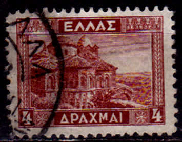 GREECE 1935, 1 Nov. CHURCH IN MISTRA, single, UH, CV+/- R 30.00, view scans
