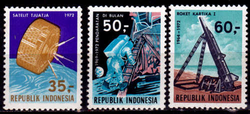 INDONESIA 1972, 20 July. SPACE EXPLORATION, set, MNH, CV +/-R 280.00 view scans
