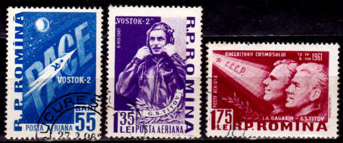 ROMANIA 1961, 11 Sept. 2nd MANNED SOVIET SPACE, set, UNH, CV +/-R 20.00 view scans
