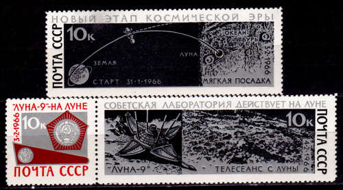 USSR 1966, 25 Nov. SPACE FLIGHT LUNA-9, set, MNH, CV +/-R 30.00 view scans