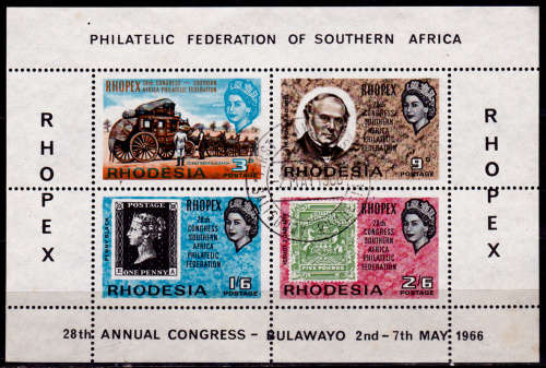 RHODESIA 1966, 2 May. 28th CONGRESS SAPF `RHOPEX`, m/sheet, CTO, CV R ??, view scans