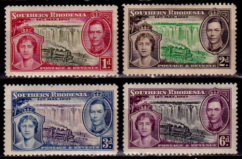 SOUTHERN RHODESIA 1937, 12 May. CORONATION KGVI SILVER JUBILEE, set, MH, CV R 113.00, view scans