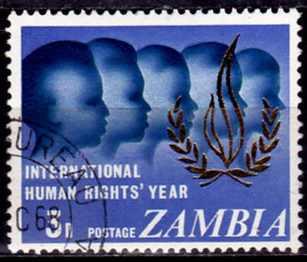 ZAMBIA 1968, 23 Oct. INTERNATIONAL HUMAN RIGHTS YEAR, single, UH, CV +/-R 5.00 view scans