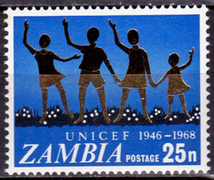 ZAMBIA 1968, 23 Oct. 21st ANNIV of UNICEF, single, MNH, CV +/-R 15.00 view scans