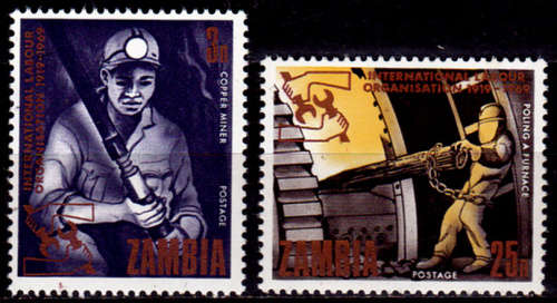 ZAMBIA 1969, 18 June. 50th ANNIV of the ILO, set, MNH, CV +/-R 25.00 view scans