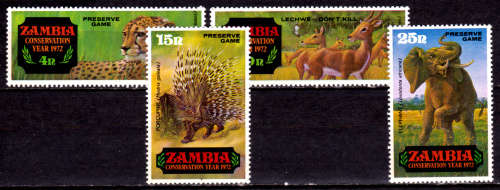 ZAMBIA 1972, 15 March. NATURE CONSERVATION YEAR, set, MNH, CV +/-R 110.00 view scans