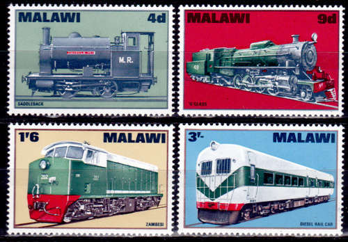 MALAWI 1968, 24 July. MALAWI LOCOMOTIVES, set, MNH, CV +/-R 70.00 view scans