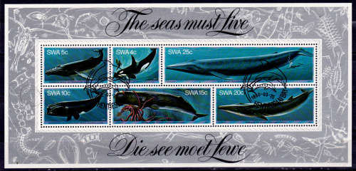SWA 1980, 25 March. WHALES, minisheet, CTO, CV R ?? view scans