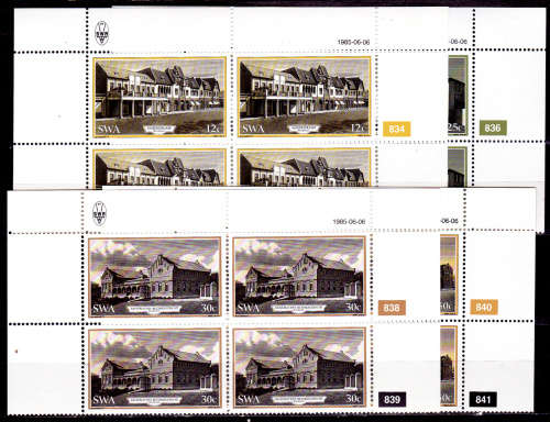 SWA 1985, 6 June. HISTORIC BUILDINGS of WINDHOEK, set controls, MNH, CV R 40.00 view scans