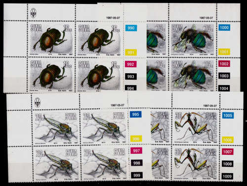 SWA 1987, 7 May. USEFUL INSECTS, set controls, MNH, CV R 40.00 view scans