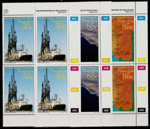 NAMIBIA 1994, 1 March. INCORPORATION of WALVIS BAY, set controls, MNH, CV R 46.00 view scans