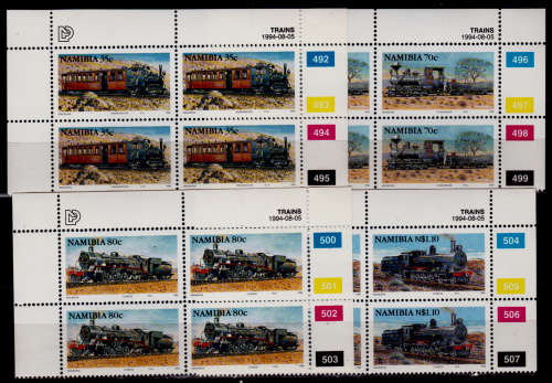 NAMIBIA 1994, 5 August. STEAM LOCOMOTIVES, set controls, MNH, CV R 102.00 view scans