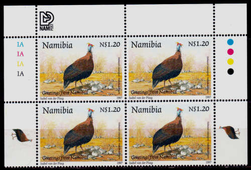 NAMIBIA 1997, 6 May. HELMETED GUINEAFOWL, control, MNH, CV R 20.00 view scans